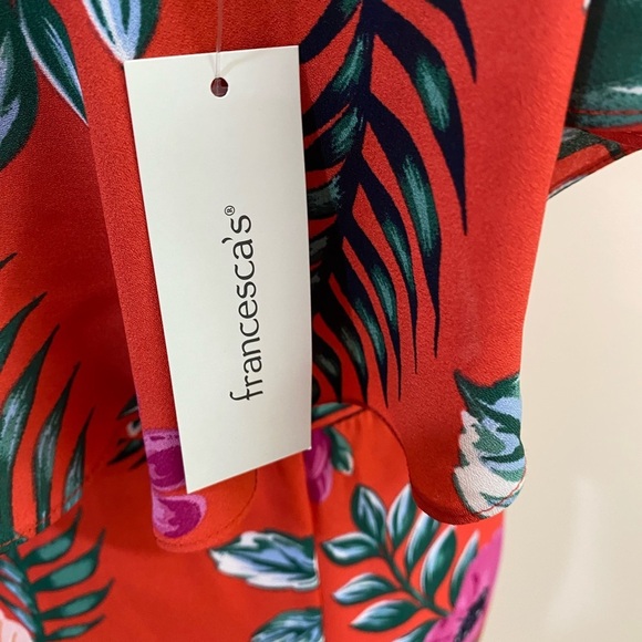 Francesca’s Pink Tropical Floral Boho Maxi Dress size Small NWT - Picture 9 of 13